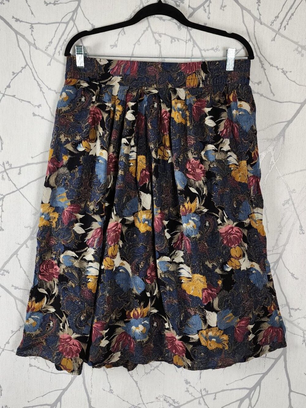 Steilmann Abstract Floral Print Elastic Waist Pleated Midi Skirt